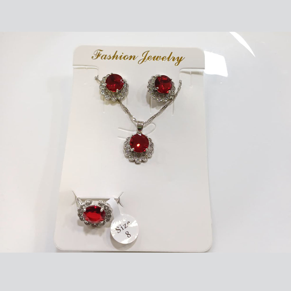 Tarohi Jewels Crystal Stone Chain Pendant Set