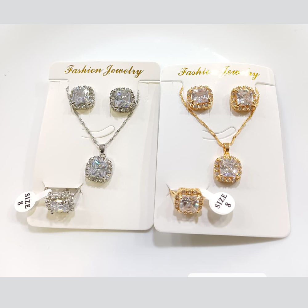 Tarohi Jewels Crystal Stone Chain Pendant Set