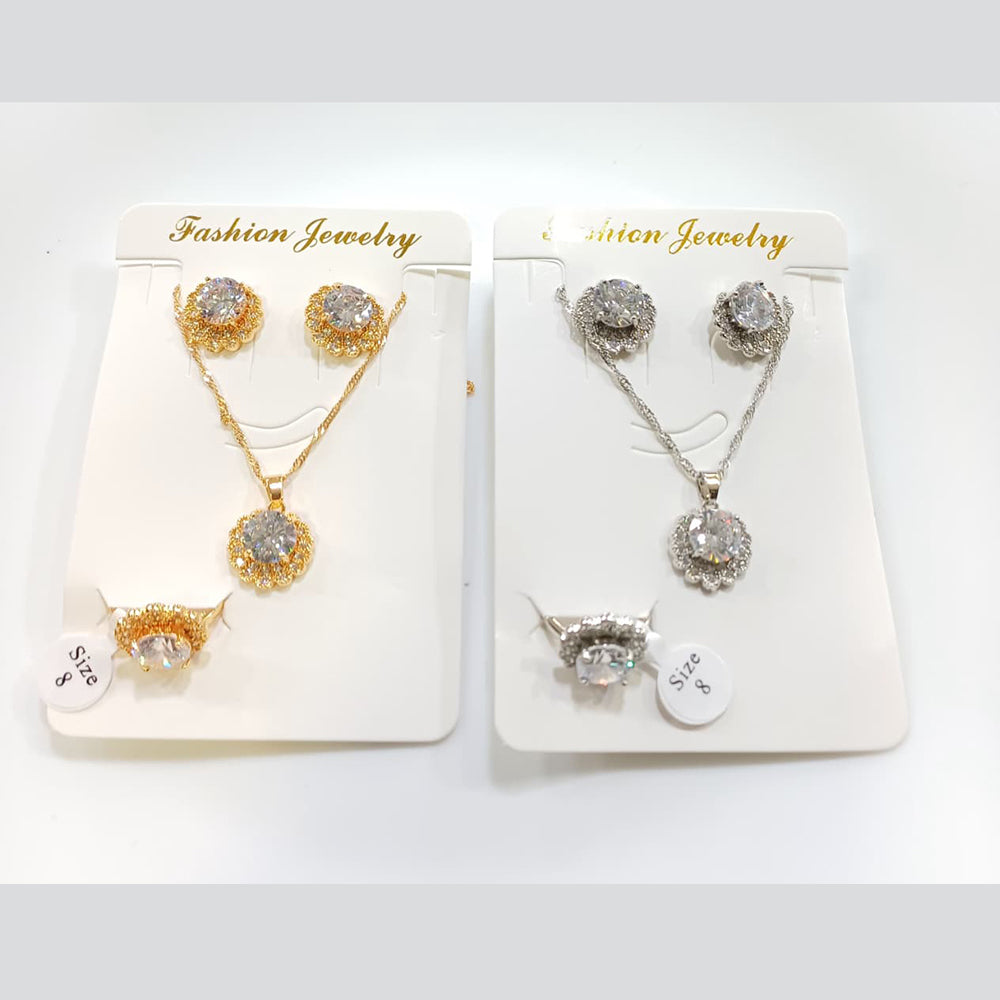 Tarohi Jewels Crystal Stone Chain Pendant Set