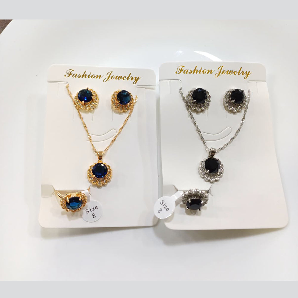 Tarohi Jewels Crystal Stone Chain Pendant Set