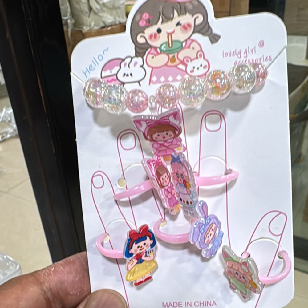 Tarohi Jewels Crystal Beads Bracelet And Rings Kids Combo