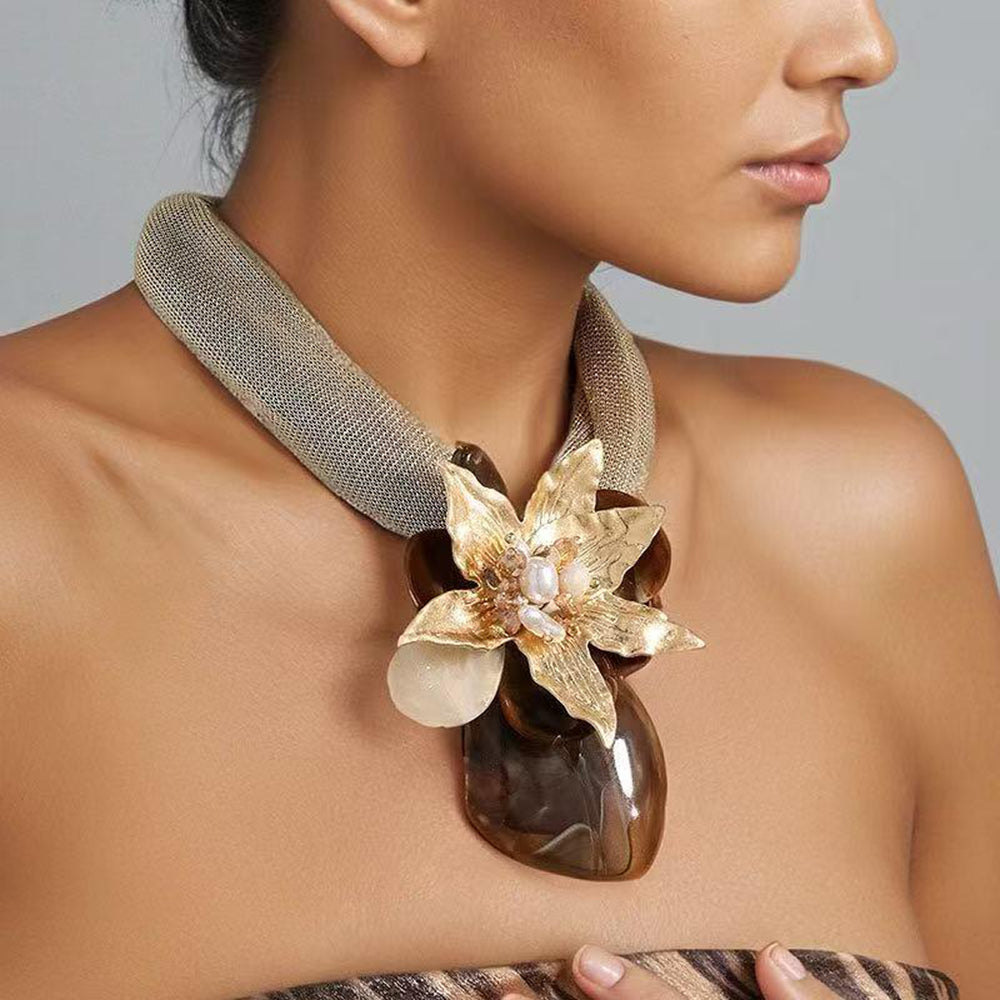 Tarohi Jewels Vintage Statement Acrylic Stone Necklace