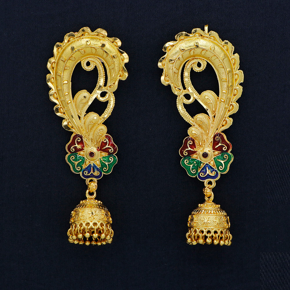 Mahavir Gold Plated Ear Cuff Jhumki Earrings