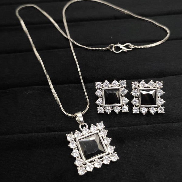 Aamrapali Silver Plated AD Pendant  Set