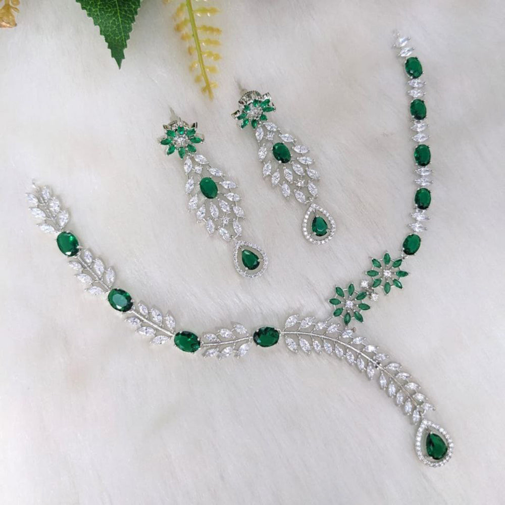Aamrapali Silver Plated AD Necklace Set