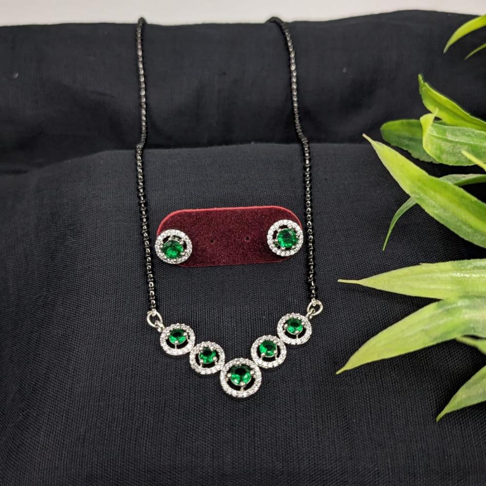 Aamrapali Silver Plated Austrain And Crystal Stone Manglasutra