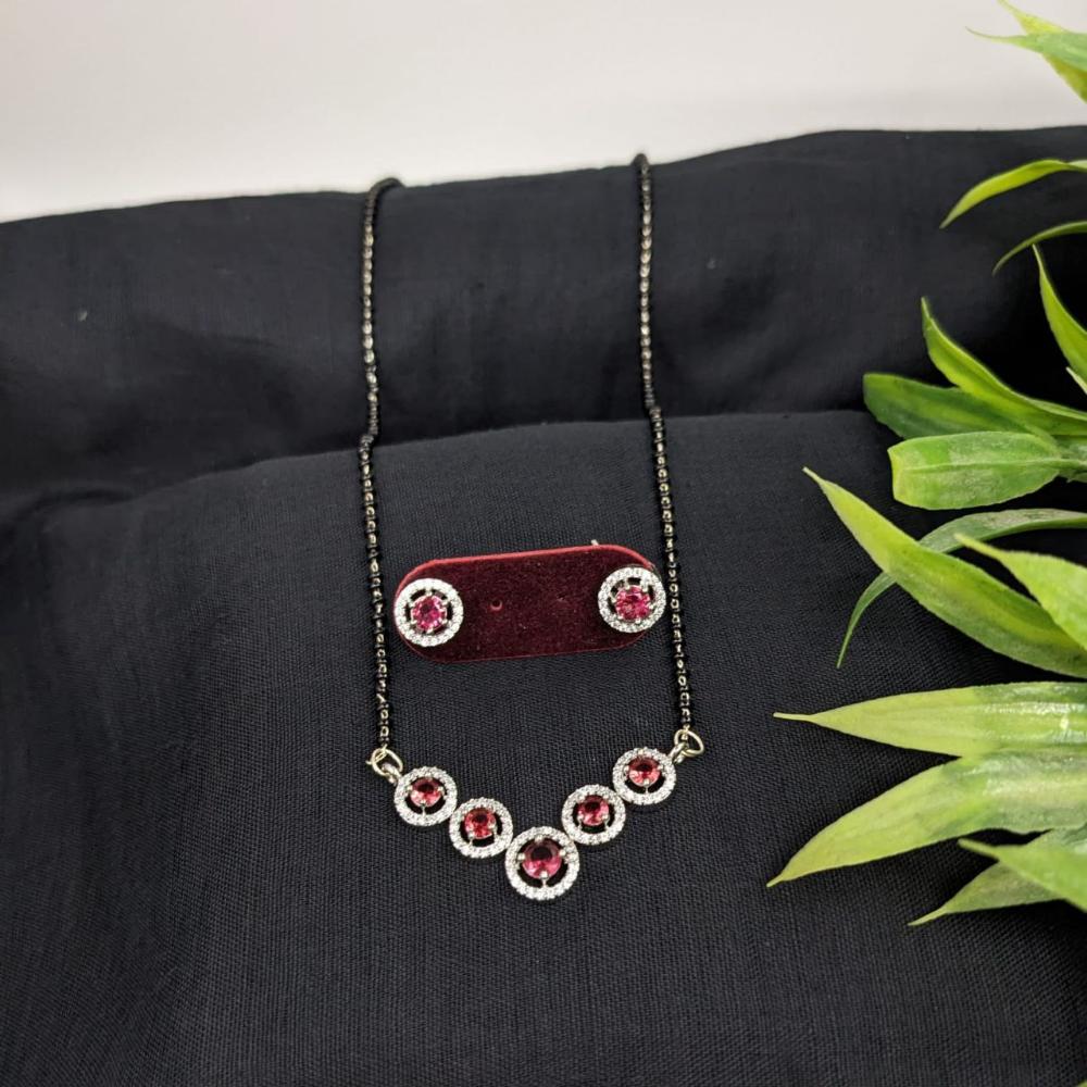 Aamrapali Silver Plated Austrain And Crystal Stone Manglasutra