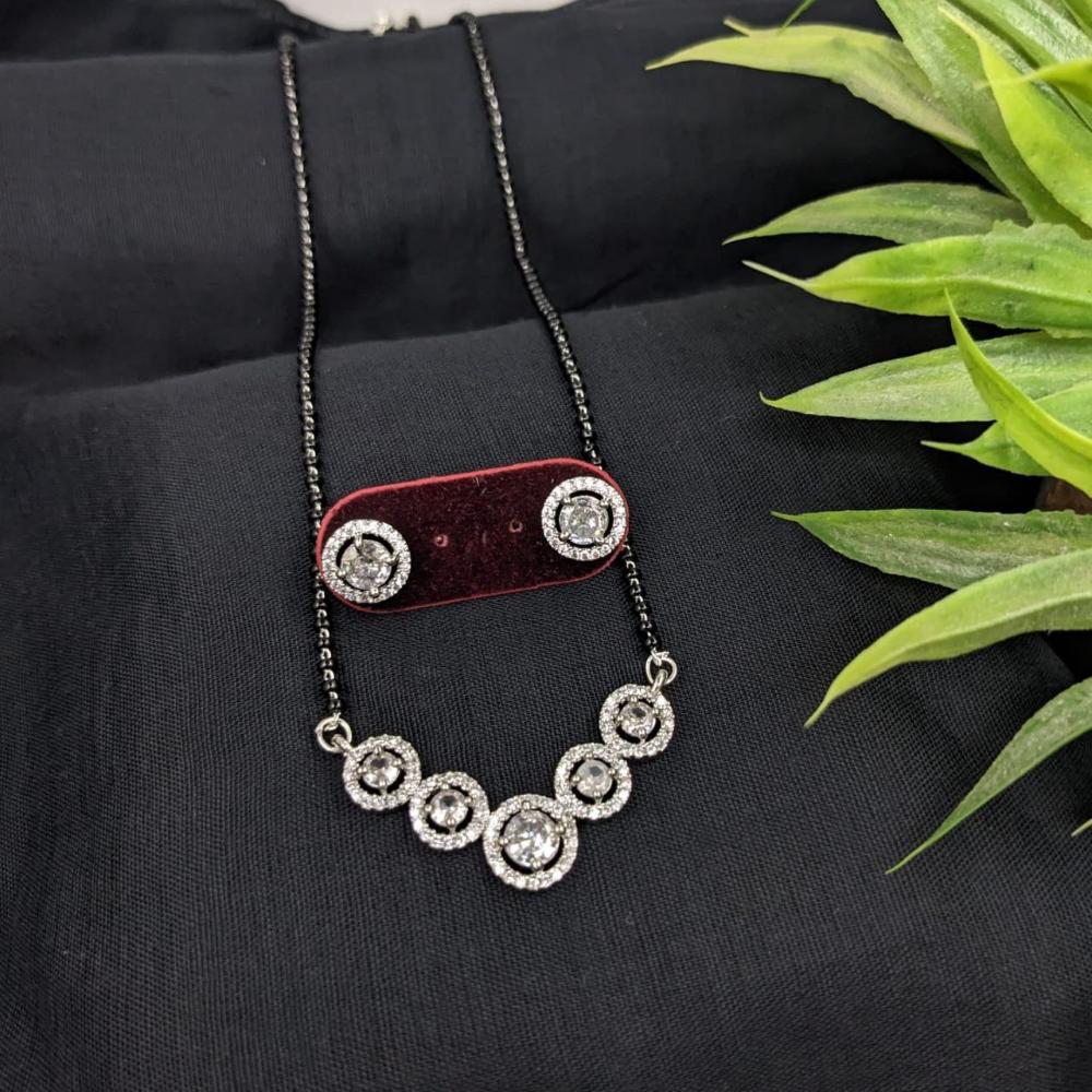 Aamrapali Silver Plated Austrain And Crystal Stone Manglasutra