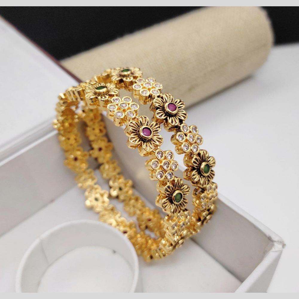 Aamrapali Gold Plated Austrian Stone Bangle Set