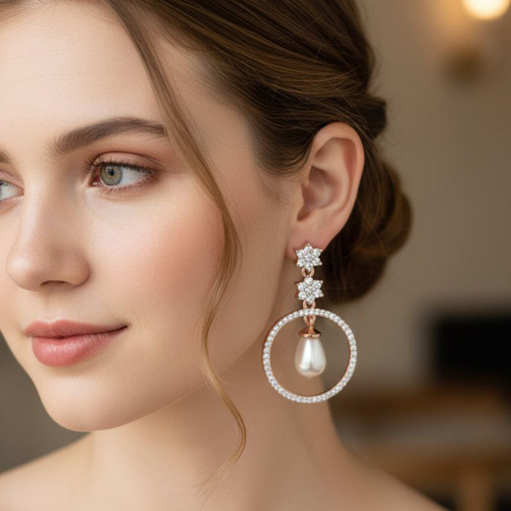 Aamrapali Lightweight Austrian Stone And Pearl Dangler Earrings