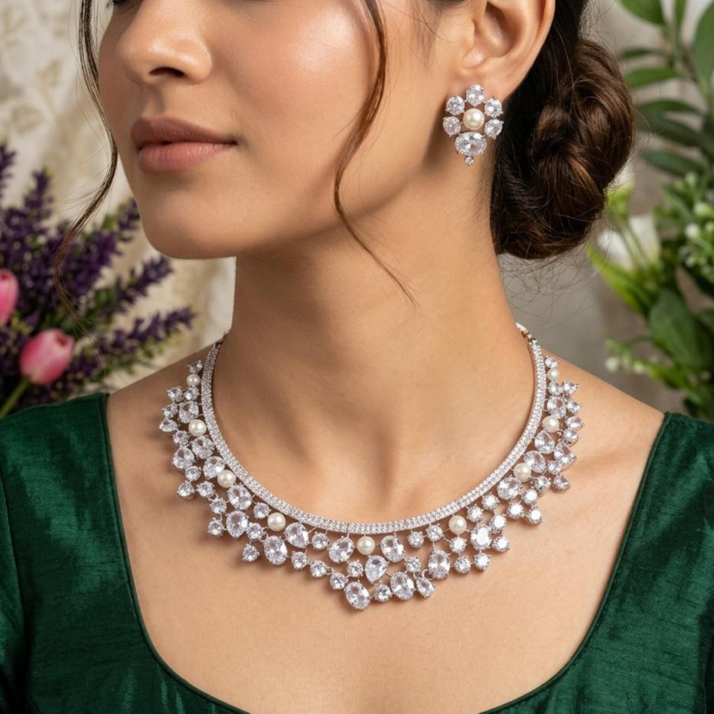 Aamrapali Sparkling American Daimond Neckalce Set