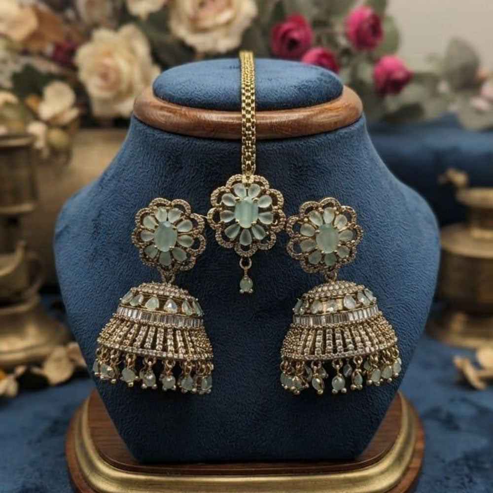 Aamrapli American Diamond Jhumki With Maangtikka Earrings
