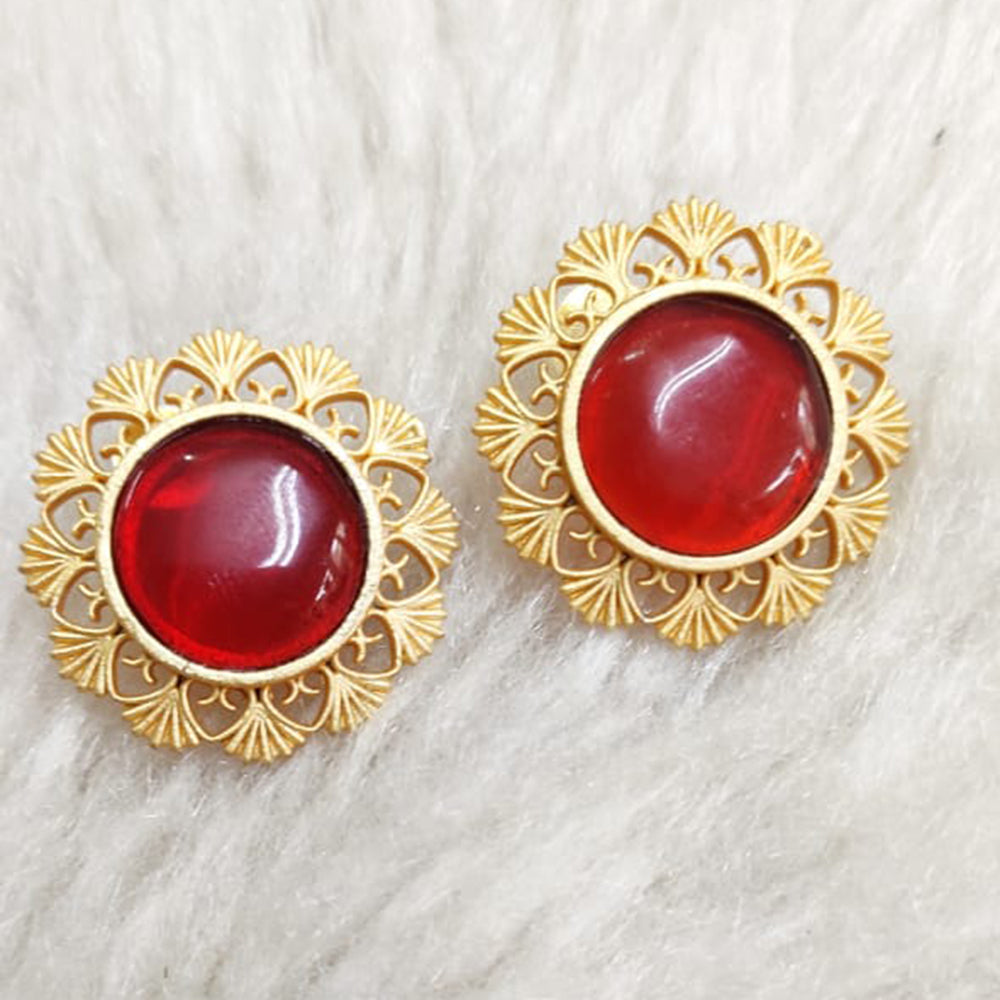 Marudhar Creations Gold Plated Matte Finish Stud Earrings