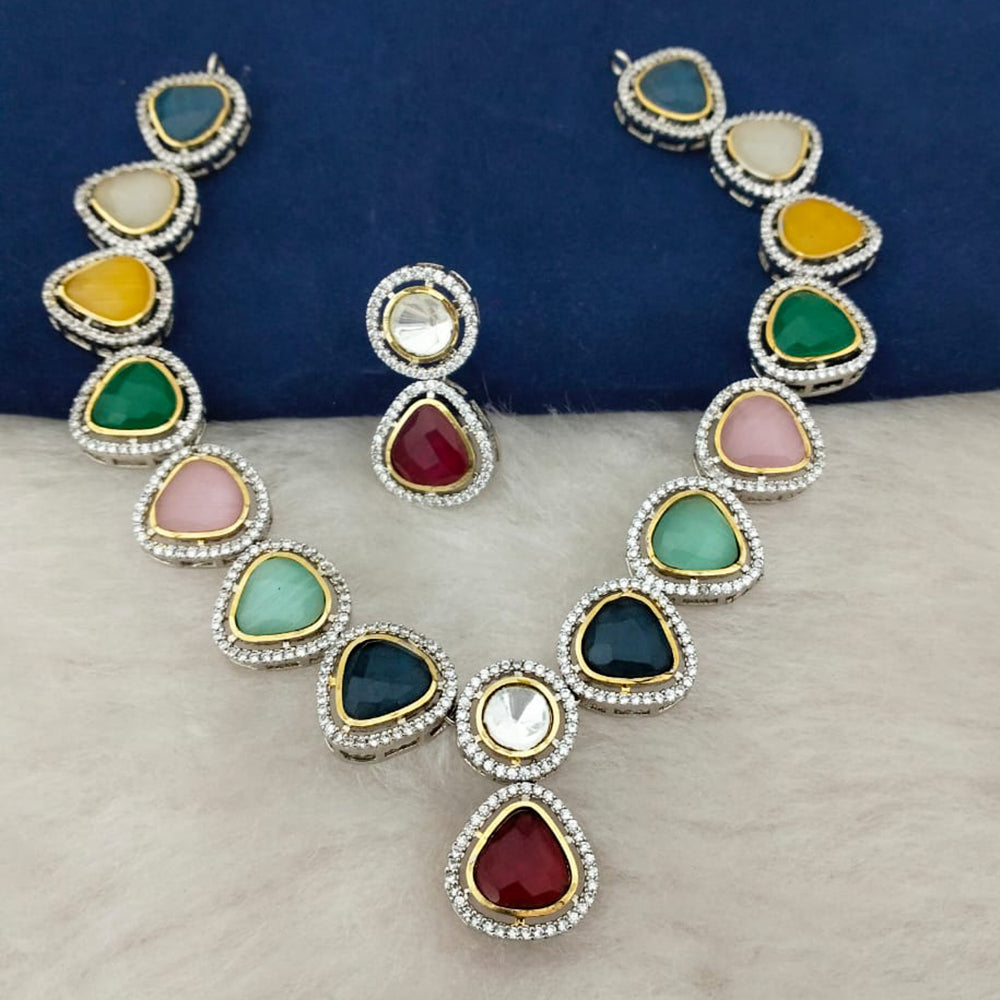 Marudhar Creations Gold Plated Crystal Stone Necklace Set