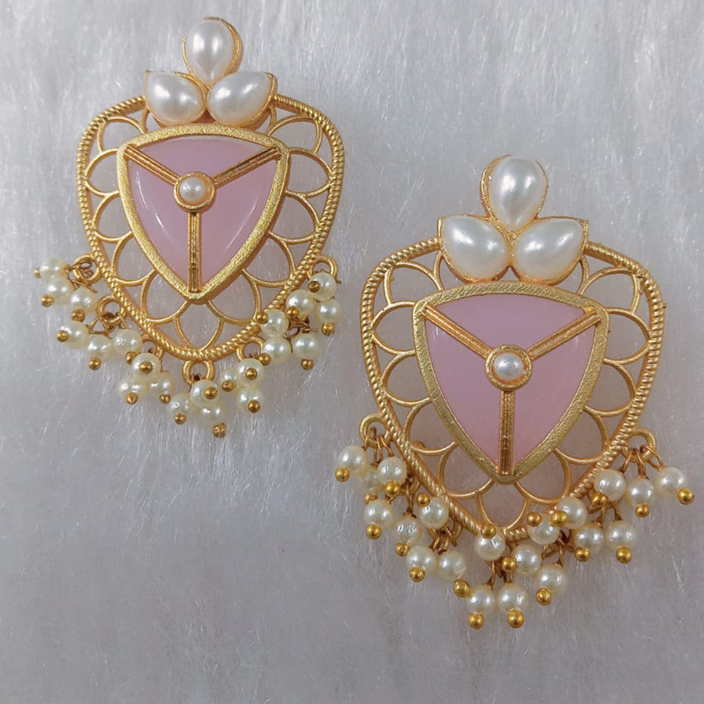 Marudhar Creations Gold Plated Matte Finish Dangler Earrings