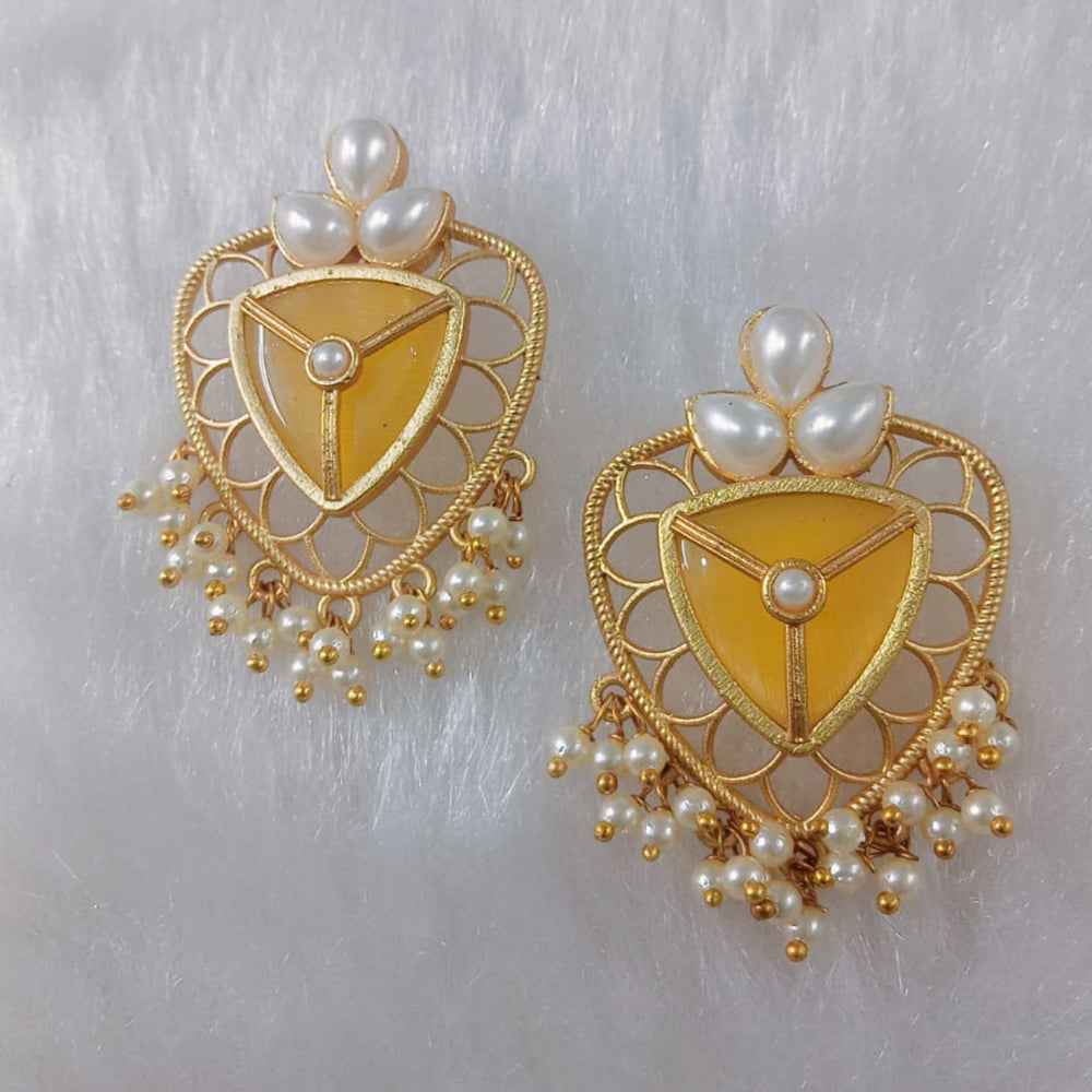 Marudhar Creations Gold Plated Matte Finish Dangler Earrings