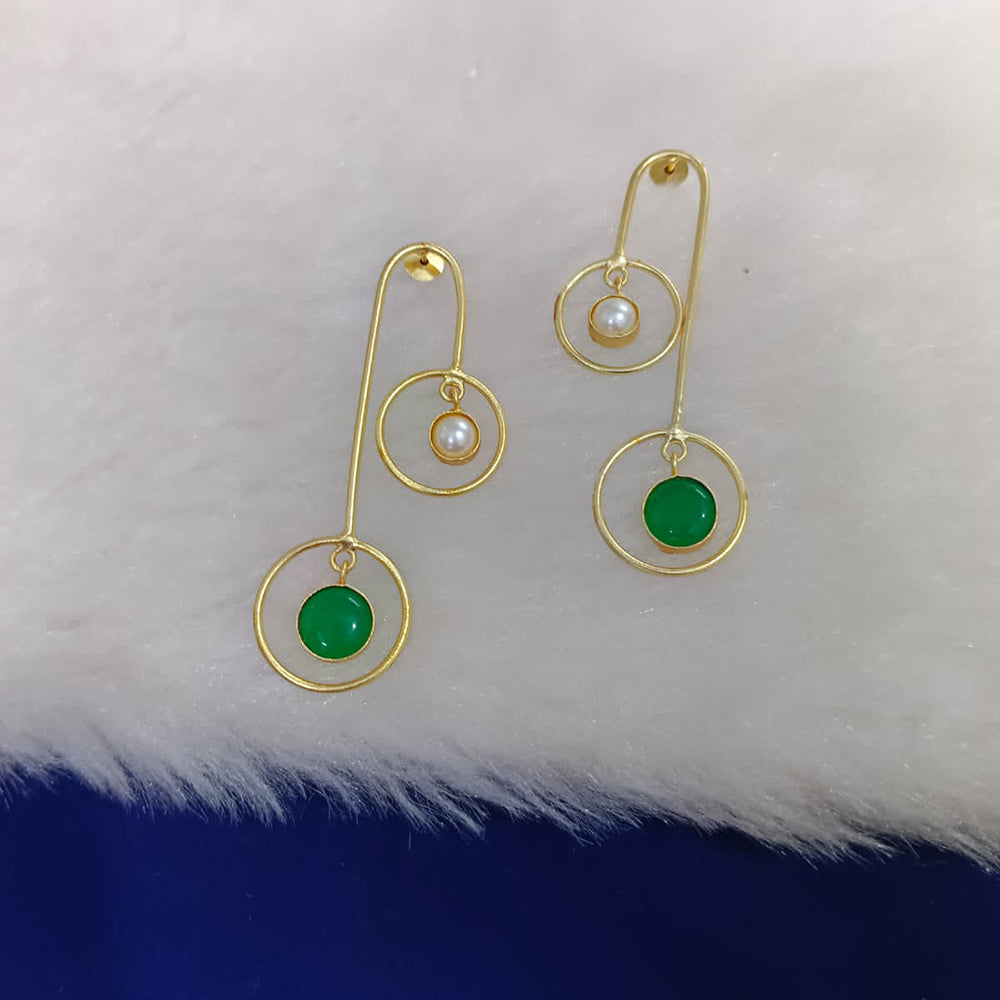 Marudhar Creations Gold Plated Matte Finish Dangler Earrings.