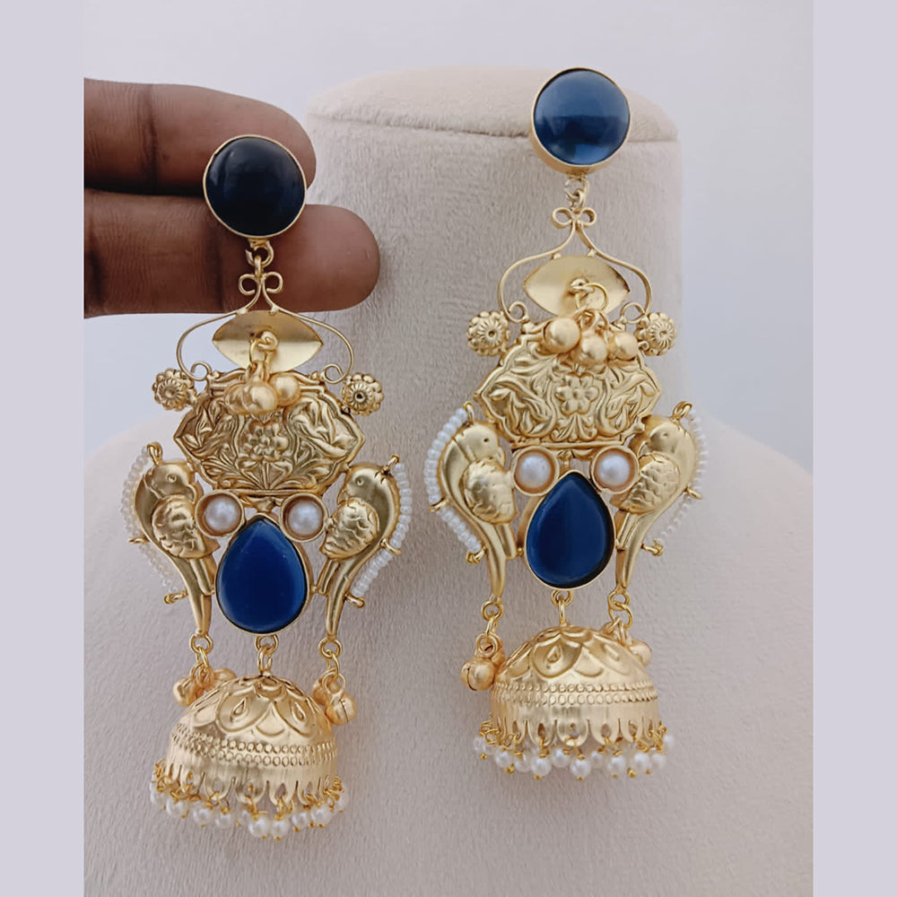 Marudhar Creations Gold Plated Kundan Stone And Pearls Jhumki