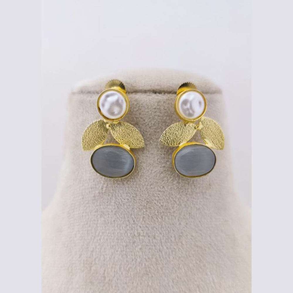 Marudhar Creations Mother of Pearl Pota Stone Dangler Earrings
