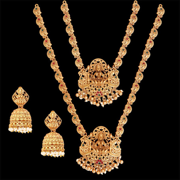 Merwara Gold Plated Pota Stone Temple Necklace Combo
