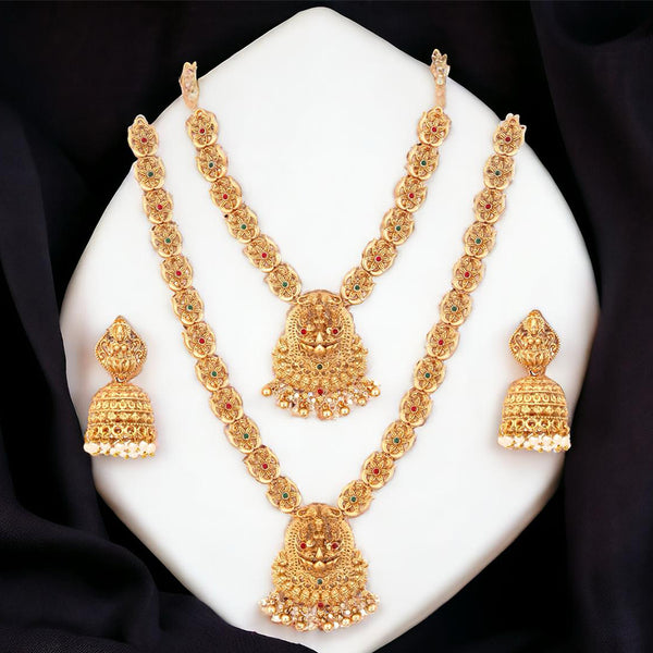 Merwara Gold Plated Pota Stone Temple Necklace Combo