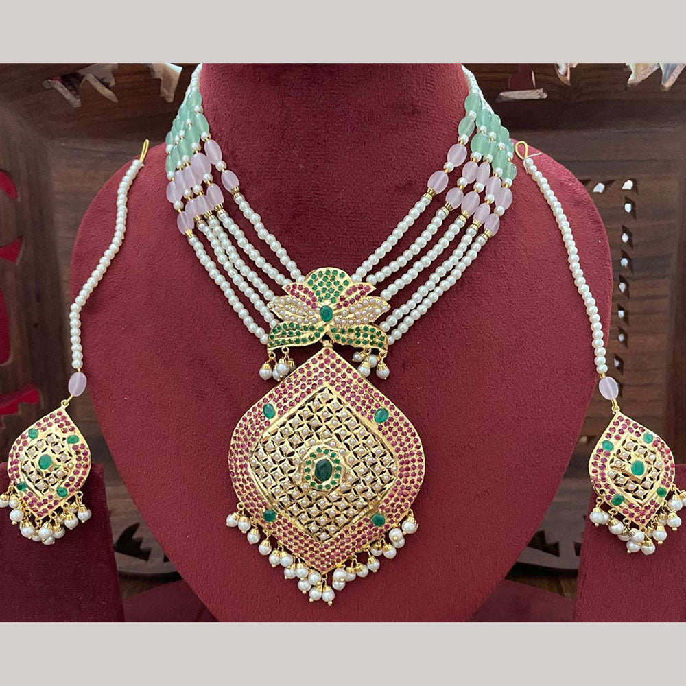 Beenu Pink and Peal Jadau store Necklace Set