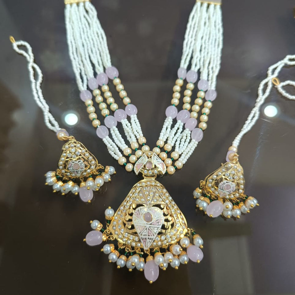 Everlasting Jadau Gold Plated Austrian Stone And Pearl Necklace Set
