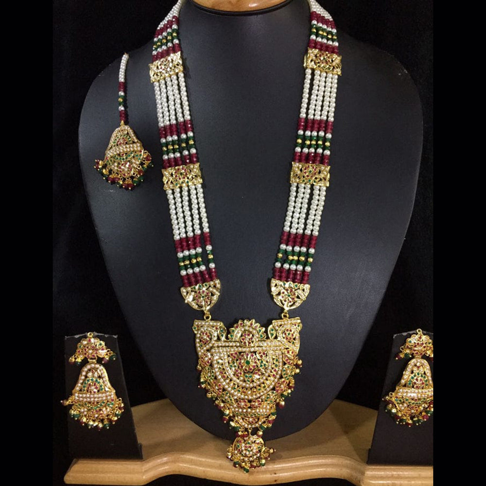 Everlasting Jadau Gold Plated Austrian Stone And Pearl Necklace Set