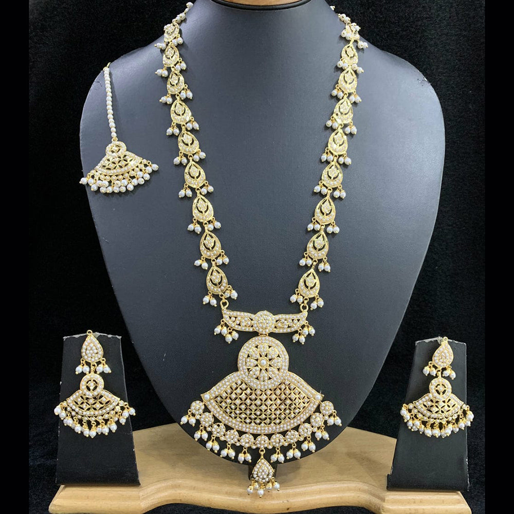 Everlasting Jadau Gold Plated Austrian Stone And Pearl Necklace Set
