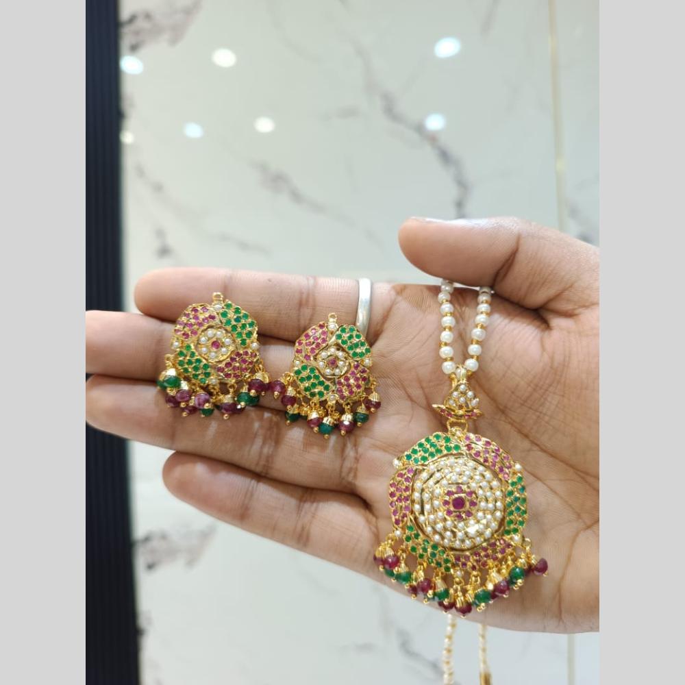 Everlasting Jadau Gold Plated Pearl Jadau Chain Pendent Set