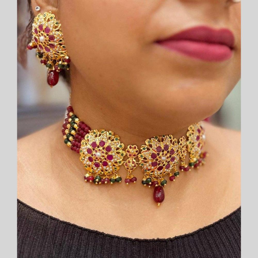 Everlasting Jadau Designer Elegant Austrian Stone Accents Beaded Choker Set