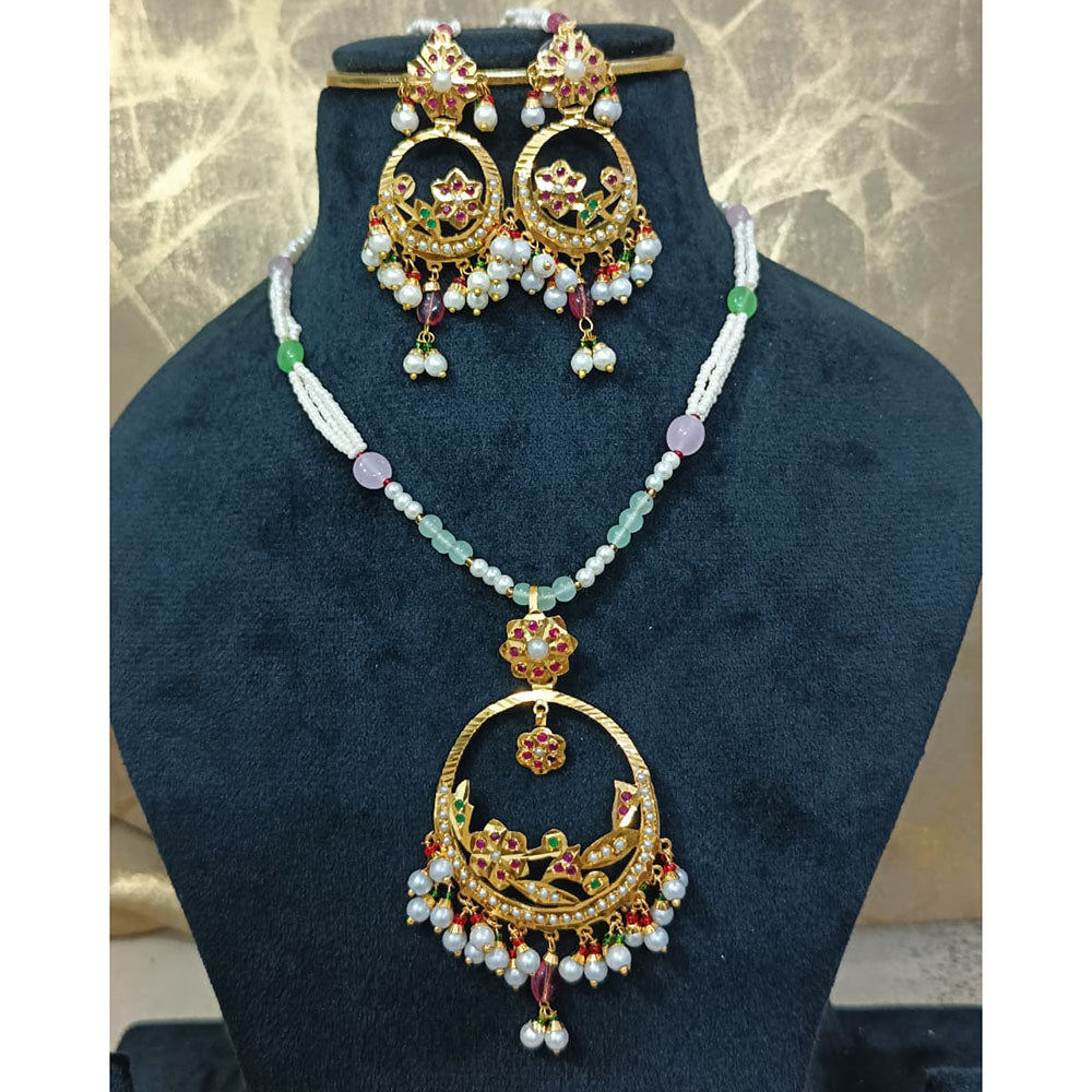 Everlasting Jadau Royal Austrian Stone And Pearl Necklace Set
