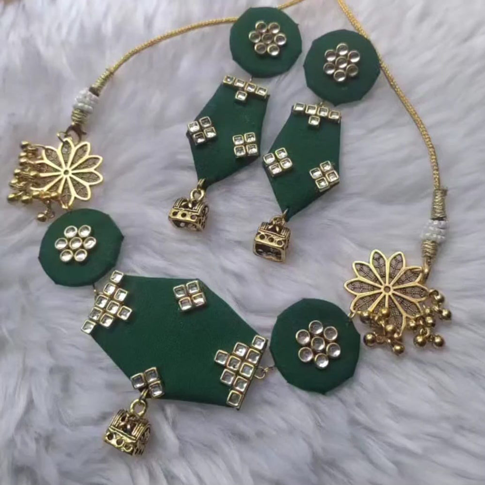 Handmade For Her Gold Plated Kundan Stone Handmade Choker Necklace Set