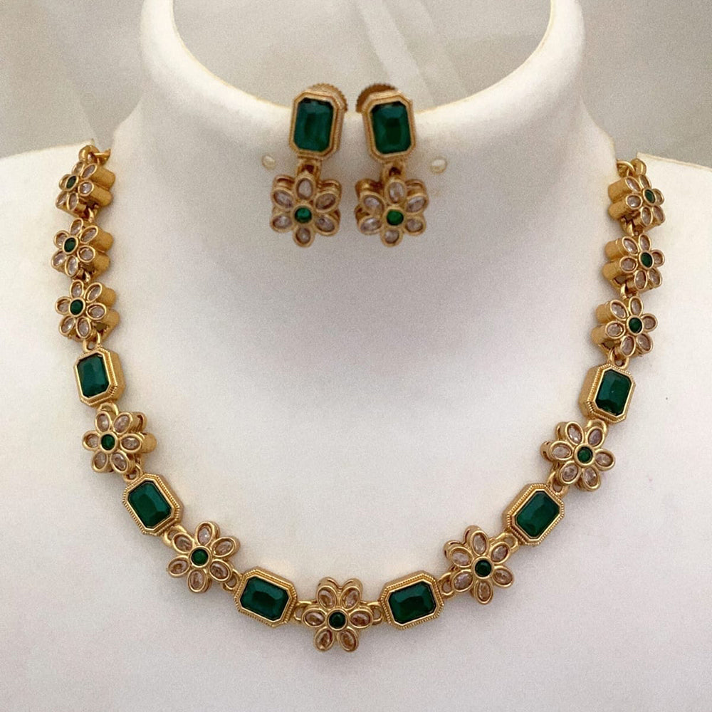 Joyful Jewel Art Matte Gold Plated Pota Stone Necklace Set