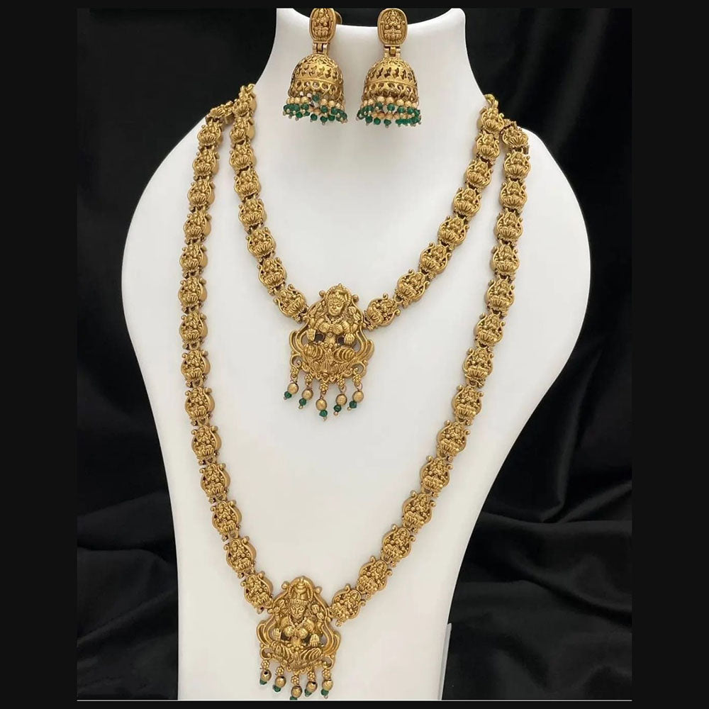 Joyful Jewel Art Matte Gold Plated Pota Stone And Temple Double
