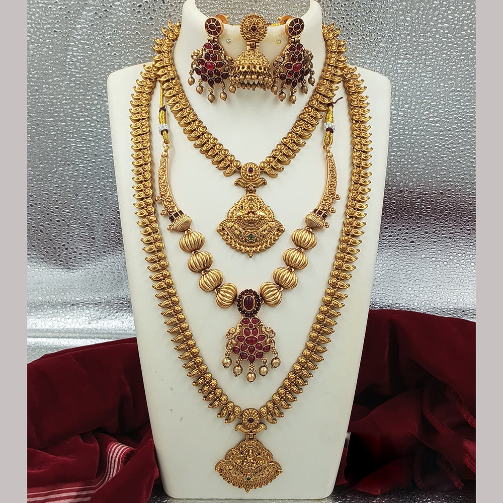 Joyful Jewel Art Matte Gold Plated Pota Stone And Temple Combo Set