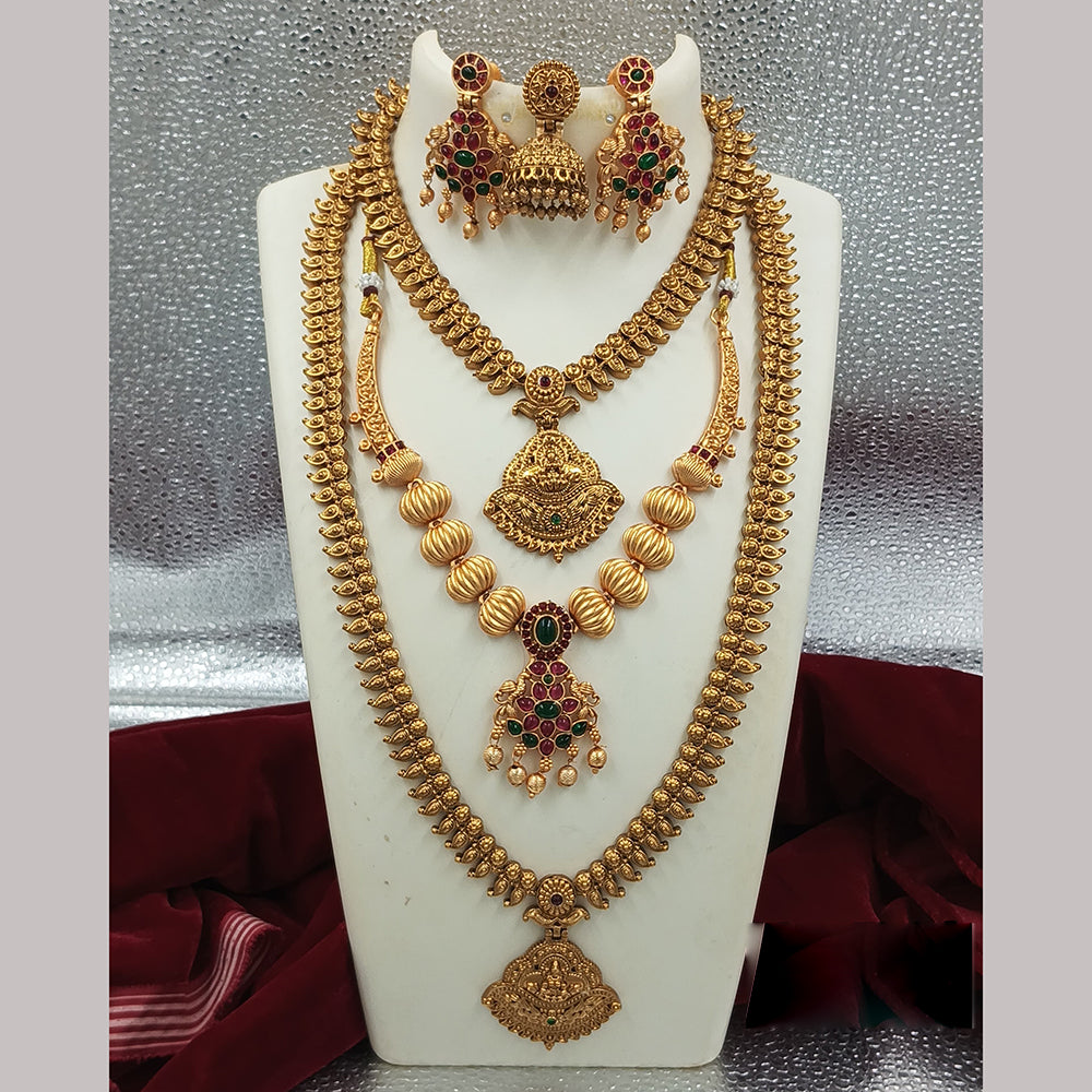 Joyful Jewel Art Matte Gold Plated Pota Stone And Temple Combo Set