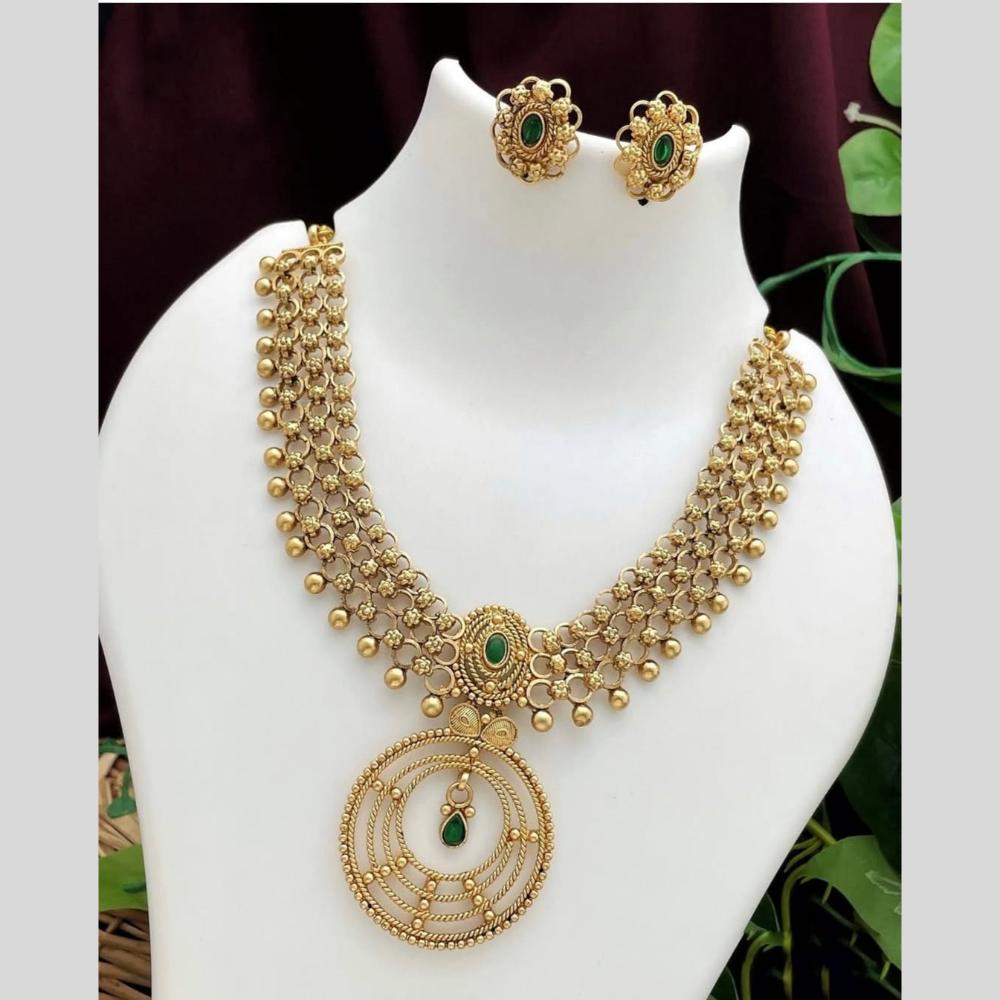 Joyful Jewel Art Matte Gold Plated Pota Stone Necklace Set