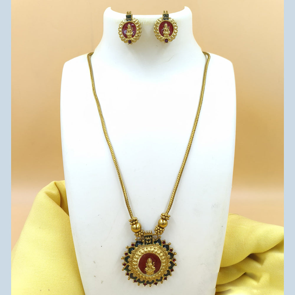 Joyful Jewel Art Matte Gold Plated Pota Stone Necklace Set