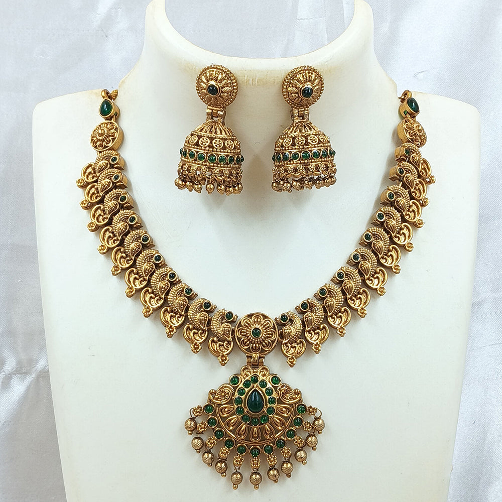 Joyful Jewel Art Matte Gold Plated Pota Stone Necklace Set