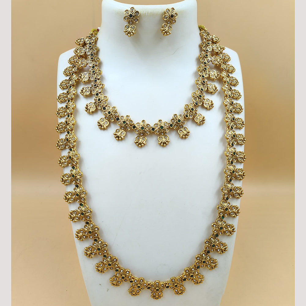 Joyful Jewel Art Matte Gold Plated Pota Stone Necklace Combo