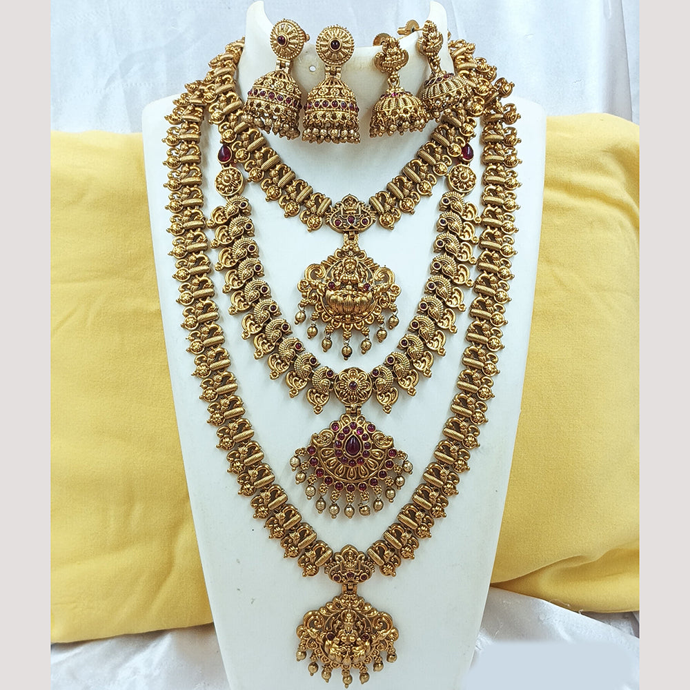 Joyful Jewel Art Matte Gold Plated Pota Stone Necklace Combo