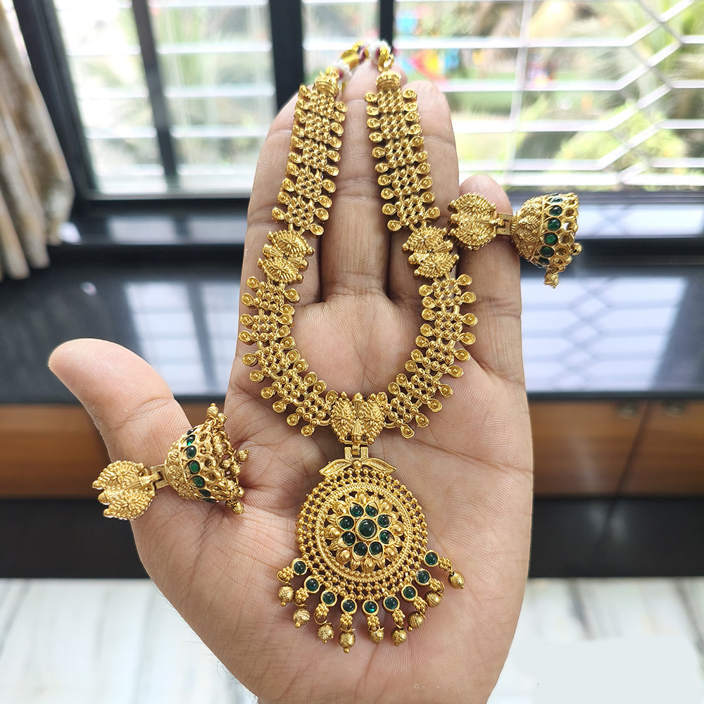 Joyful Jewel Art Matte Gold Plated Pota Stone Necklace Set