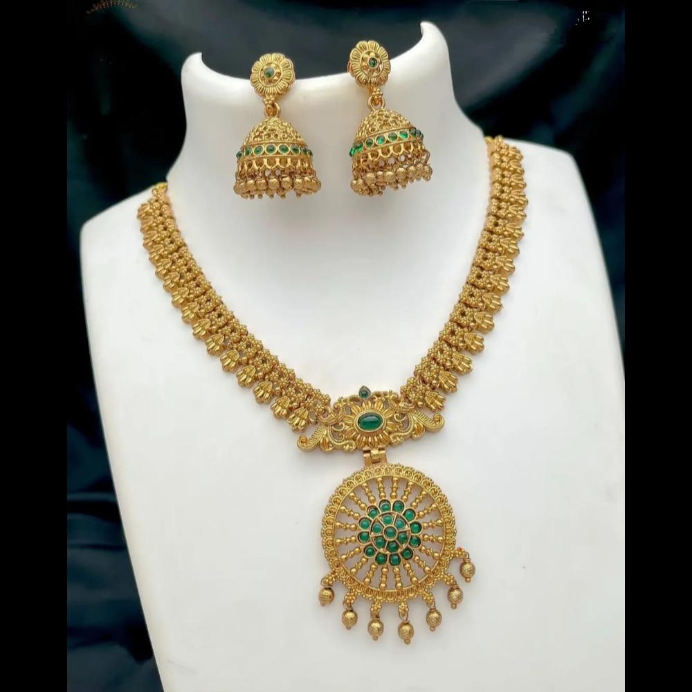 Joyful Jewel Art Matte Gold Plated Pota Stone Necklace Set