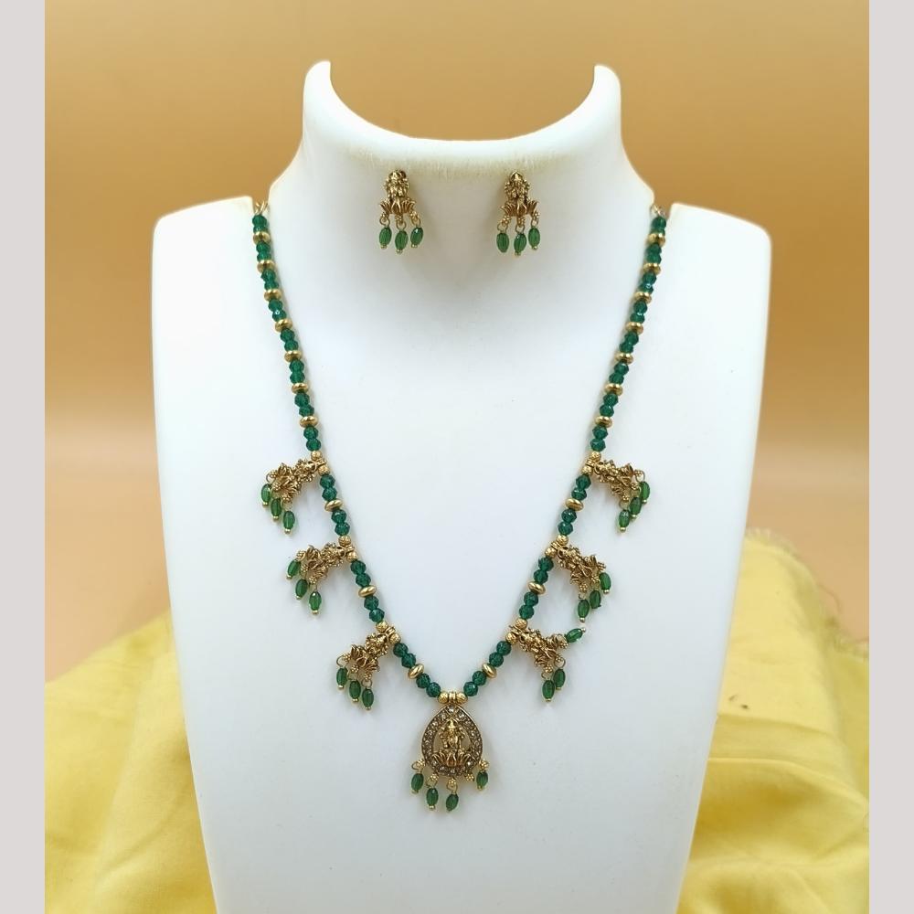 Joyful Jewel Art Matte Gold Plated Austrian Stone Temple Necklace Set