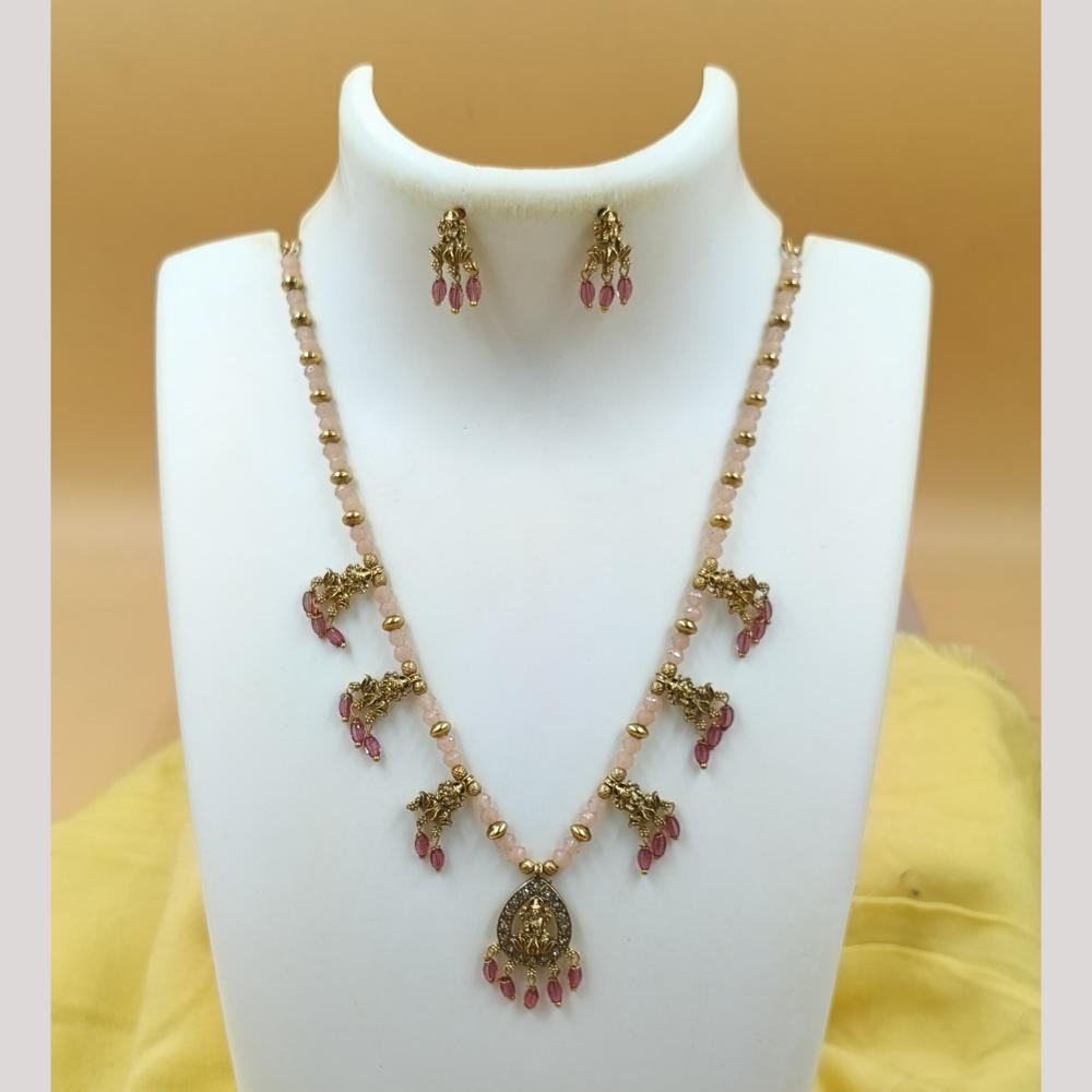 Joyful Jewel Art Matte Gold Plated Austrian Stone Temple Necklace Set