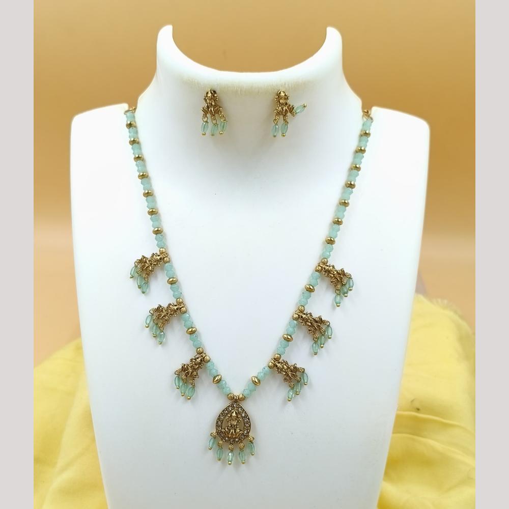 Joyful Jewel Art Matte Gold Plated Austrian Stone Temple Necklace Set
