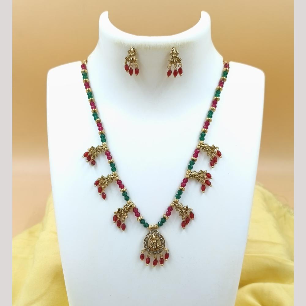 Joyful Jewel Art Matte Gold Plated Austrian Stone Temple Necklace Set