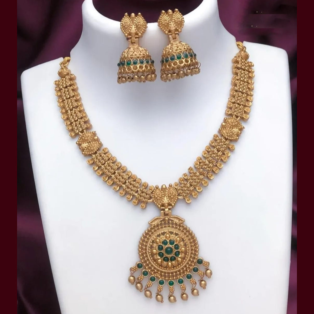 Joyful Jewel Art Matte Gold Plated Pota Stone Necklace Set