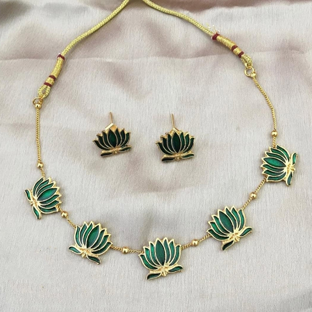 Joyful Jewel Royal Bloom Divine Elegance Art Matte Gold Plated Meenakari Necklace Set